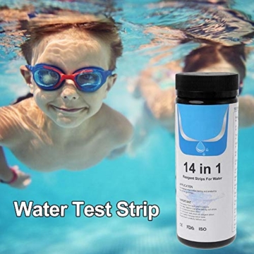 Wassertest Streifen 14 In 1 Für Trinkwasser Schnelltest, TrinkwasserTeststreifen, Wasserqualitätstest Für Brunnen Und Leitungswasser, Einfache Und Schnelle Erkennung Der Härte, PH, Bromin, Nitrat - 7