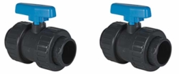 well2wellness® PVC-Kugelhahn mit 2-Wege Klebeanschluss 16mm - Blauer Griff - 2 Stück - 1