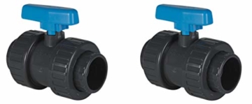 well2wellness® PVC-Kugelhahn mit 2-Wege Klebeanschluss 20mm - Blauer Griff - 2 Stück - 1