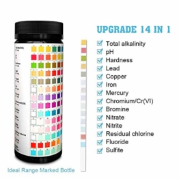 Wonderfulrita Trinkwasserteststreifen Upgrade 14-in-1 Wasser- Und Leitungswasserqualitätstest Einfacher Und Schneller Härtetest PH Bromnitrat Etc1 Packung (100 Stück) - 1