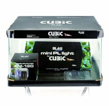 Blau Aquaristic - Nano-Aquarium Square 28 Liter - Starter Komplettset LED, Filter - 2