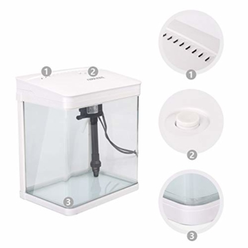 Nobleza - Nano-Fischtank-Aquarium mit LED-Leuchten & Filtersystem, tropischeAquarien, 14 Liter, Schwarz … - 5