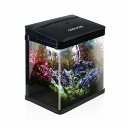 Nobleza - Nano-Fischtank-Aquarium mit LED-Leuchten & Filtersystem, tropischeAquarien, 14 Liter, Schwarz - 1