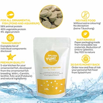 SplashYum! Aquarium Bodentabletten Hafttabletten XL-Tabs für alle Zierfische mit L-Carnitin, Lecithin, Folsäure Bodenfische Fischfutter Leckerbissen für Wels Cichliden Schmerlen Diskus Guppy Pleco - 2