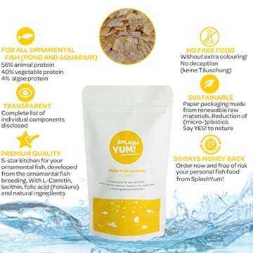 SplashYum! Flocken Fischfutter Aquarium Teich Hauptfutter alle Zierfische mit L-Carnitin, Lecithin, Folsäure Flockenfutter Flakes Leckerbissen für Diskus Wels Guppy Futter Platy Cichliden - 2