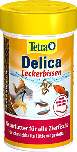 TetraDelica Bloodworms, Naturfutter für Zierfische, enthält zu 100% gefriergetrocknete rote Mückenlarven, 100 ml Dose - 1