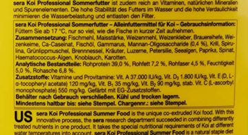 Sera 07018 KOI Professional Sommerfutter 7kg Professional Sommerfutter für die Extraportion Energie bei Temperaturen über 17 °C mit einem ausbalancierten Protein/Fett-Verhältnis - 7
