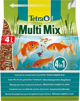 Tetra Pond Multi Mix – Fischfutter für Teichfische mit vier verschiedenen Futtersorten (Flockenfutter, Futtersticks, Gammarus, Wafer), verschiedene Größen - 1