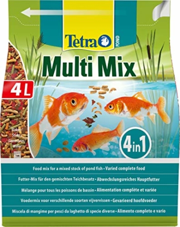 Tetra Pond Multi Mix – Fischfutter für Teichfische mit vier verschiedenen Futtersorten (Flockenfutter, Futtersticks, Gammarus, Wafer), verschiedene Größen - 1