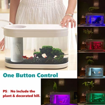 Zenph 8L Nano Aquarium Aquarien mit 5 Colors LED-Beleuchtung Einsteigerbecken mit Filter und Energie Sparen 5W Ruhig Pump, für Zuhause und Büro, Weiß - 3