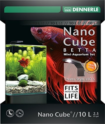 Dennerle Nano Cube Betta - 10 Liter Mini Aquarium mit LED Beleuchtung - 1