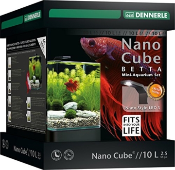 Dennerle Nano Cube Betta - 10 Liter Mini Aquarium mit LED Beleuchtung - 3