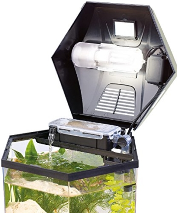 infactory Nano Aquarium: Beleuchtetes Panorama-Aquarium Hexagon, Komplett-Set, 19 l (Aquarien Komplettsets) - 3