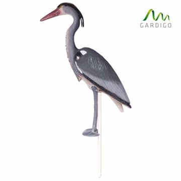 Gardigo Reiher Figur | Gartenfigur zur Reiher Abwehr, mit Erdspieß für sicheren Halt | Schutz gegen Fischreiher - 2
