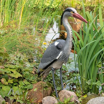 Gardigo Reiher Figur | Gartenfigur zur Reiher Abwehr, mit Erdspieß für sicheren Halt | Schutz gegen Fischreiher - 5