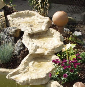 Wasserkaskaden Wasserfall Eder Bachlauf 3-teilig, Beige/Braun, a` 53 x 40 x 8 cm/ 3-teilig - 2