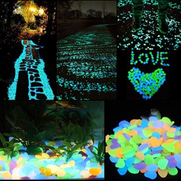 ZoomSky 200 stücke Bunt Leuchtsteine, Dunkeln leuchtende Kieselsteine Leuchtkiesel Floureszierende Pebble Steine für Halloween Aquarium Garten Flur Kinderzimmer Dekoration - 6