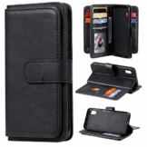 SevenPanda Für SM-A10E Hülle, Samsung Galaxy A10e 10 Kartensteckplätze - ID Steckplatz, Multifunktionale Brieftaschenhülle Folio PU Ledertasche Hülle mit Magnethülle - Schwarz - 1