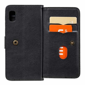 SevenPanda Für SM-A10E Hülle, Samsung Galaxy A10e 10 Kartensteckplätze - ID Steckplatz, Multifunktionale Brieftaschenhülle Folio PU Ledertasche Hülle mit Magnethülle - Schwarz - 4