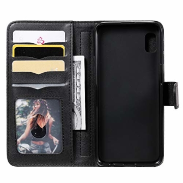 SevenPanda Für SM-A10E Hülle, Samsung Galaxy A10e 10 Kartensteckplätze - ID Steckplatz, Multifunktionale Brieftaschenhülle Folio PU Ledertasche Hülle mit Magnethülle - Schwarz - 5