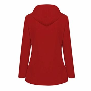 Deloito Damen Übergröße Regenjacke Draussen Reisejacken Bergsteigen Sport Windbreaker Wasserdichter Regenmantel mit Kapuze Winddicht Mäntel (Rot,Medium) - 2