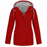 Deloito Damen Übergröße Regenjacke Draussen Reisejacken Bergsteigen Sport Windbreaker Wasserdichter Regenmantel mit Kapuze Winddicht Mäntel (Rot,Medium) - 1