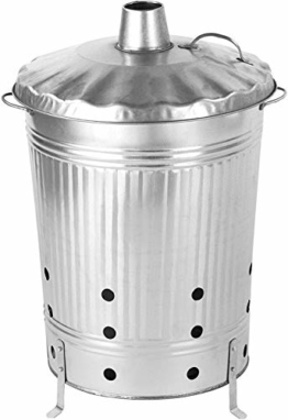 satis Feuertonne 90 Liter verzinkt I Gartenabfall schnell und einfach entsorgen I Feuerfass aus Metall, Garten Verbrennungstonne Gartentonne Ofen Brennofen - 1