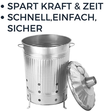 satis Feuertonne 90 Liter verzinkt I Gartenabfall schnell und einfach entsorgen I Feuerfass aus Metall, Garten Verbrennungstonne Gartentonne Ofen Brennofen - 4