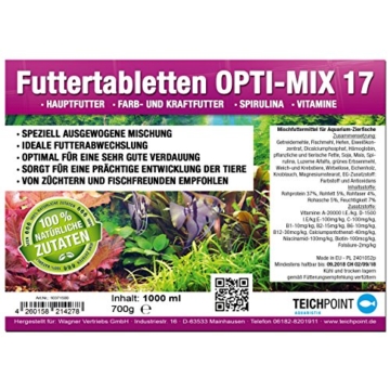 Teichpoint 1000 ml (700g) Premium TOP Futtertabletten Opti-Mix 17, Tablettenfutter Mix für Aquarium Zierfische Tabletten - 2
