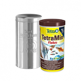 Tetra TetraMin Flakes 1L - Fischfutter in Flockenform in der 70 Jahre Schmuckdose, 1er Pack (1 x 0.21 kilograms) - 1