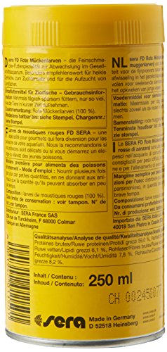 sera FD Rote Mückenlarven Nature 250 ml - Der Leckerbissen für Jungfische und Feinschmecker - Fischfutter fürs Aquarium mit sehr hoher Verwertbarkeit, somit weniger Algen - 2