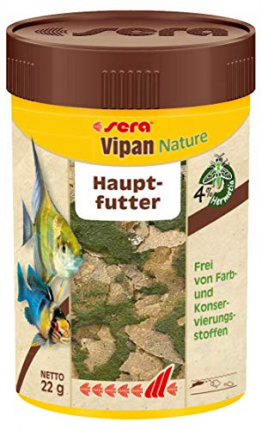 sera Vipan Nature 100 ml - Hauptfutter mit 4 % Insektenmehl und prebiotischer Wirkung, Flockenfutter fürs Aquarium, Fischfutter mit hoher Futterverwertbarkeit (und somit weniger Algen) - 1