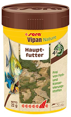 sera Vipan Nature 100 ml - Hauptfutter mit 4 % Insektenmehl und prebiotischer Wirkung, Flockenfutter fürs Aquarium, Fischfutter mit hoher Futterverwertbarkeit (und somit weniger Algen) - 1