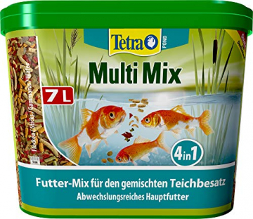 Tetra Pond Multi Mix - Fischfutter für gemischten Teichbesatz, enthält vier verschiedenen Futtersorten (Flockenfutter, Futtersticks, Gammarus, Wafer), 7 Liter - 4