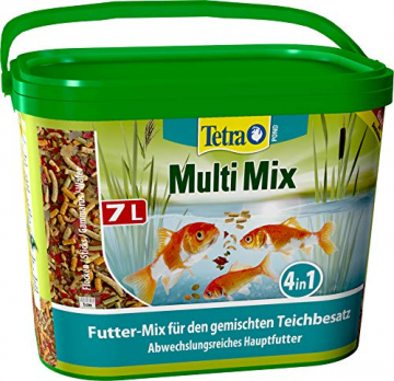 Tetra Pond Multi Mix - Fischfutter für gemischten Teichbesatz, enthält vier verschiedenen Futtersorten (Flockenfutter, Futtersticks, Gammarus, Wafer), 7 Liter - 5